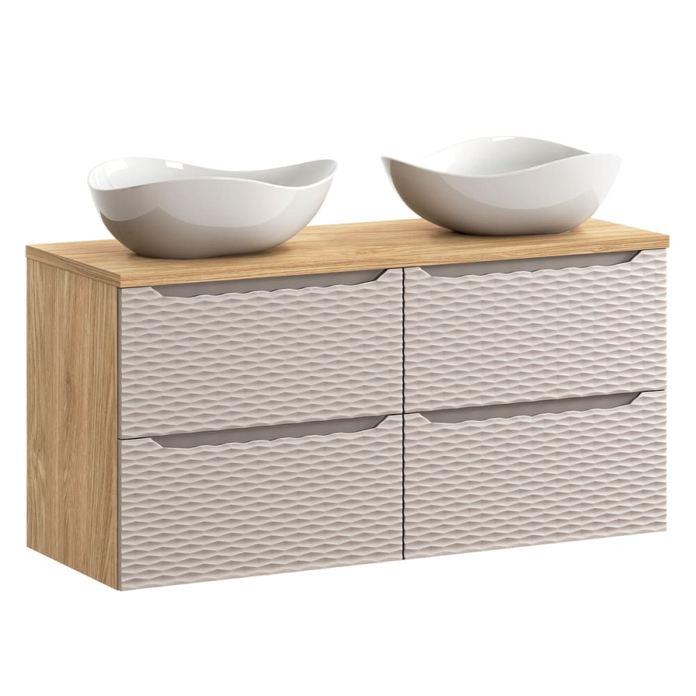 wohnli-moebel-suche-Doppelwaschtisch-mit-2-Schubladen-Beige-und-Holzoptik-120cm Wohnli Möbelsuche - Doppelwaschtisch mit 2 Schubladen