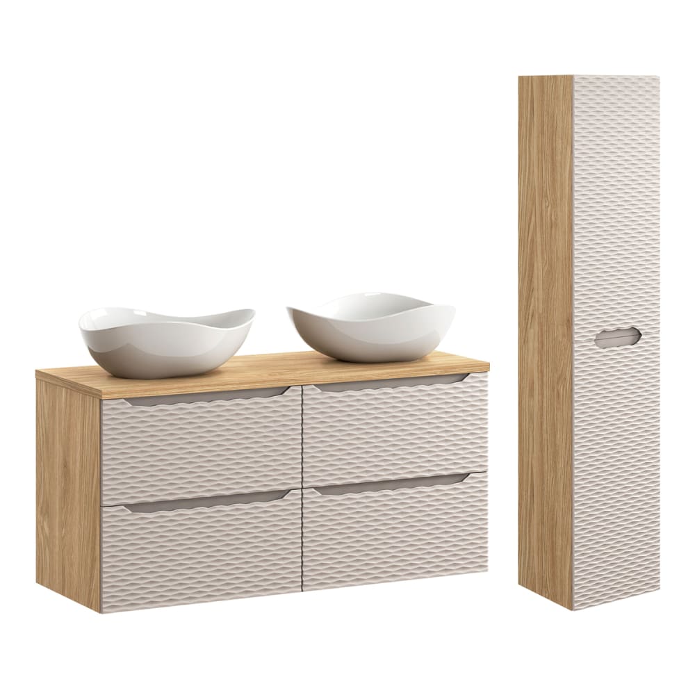 wohnli-moebel-suche-Doppelwaschtisch-und-Haengesaeule-120cm-Beige-und-Holzoptik Wohnli Möbelsuche - Doppelwaschtisch und Hängesäule 120cm Beige und Holzoptik