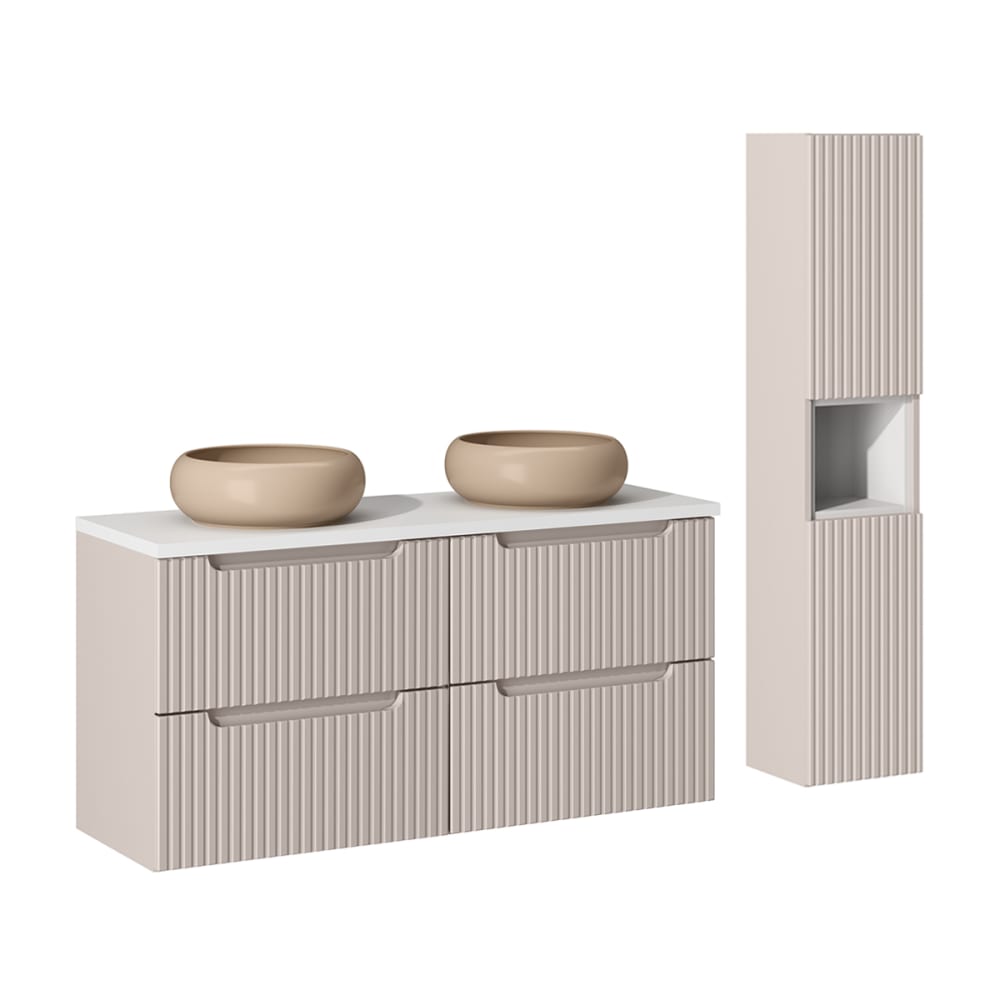 wohnli-moebel-suche-Doppelwaschtisch-und-Haengesaeule-4-Schubladen-Kaschmir-120cm Wohnli Möbelsuche - Doppelwaschtisch und Hängesäule 4 Schubladen