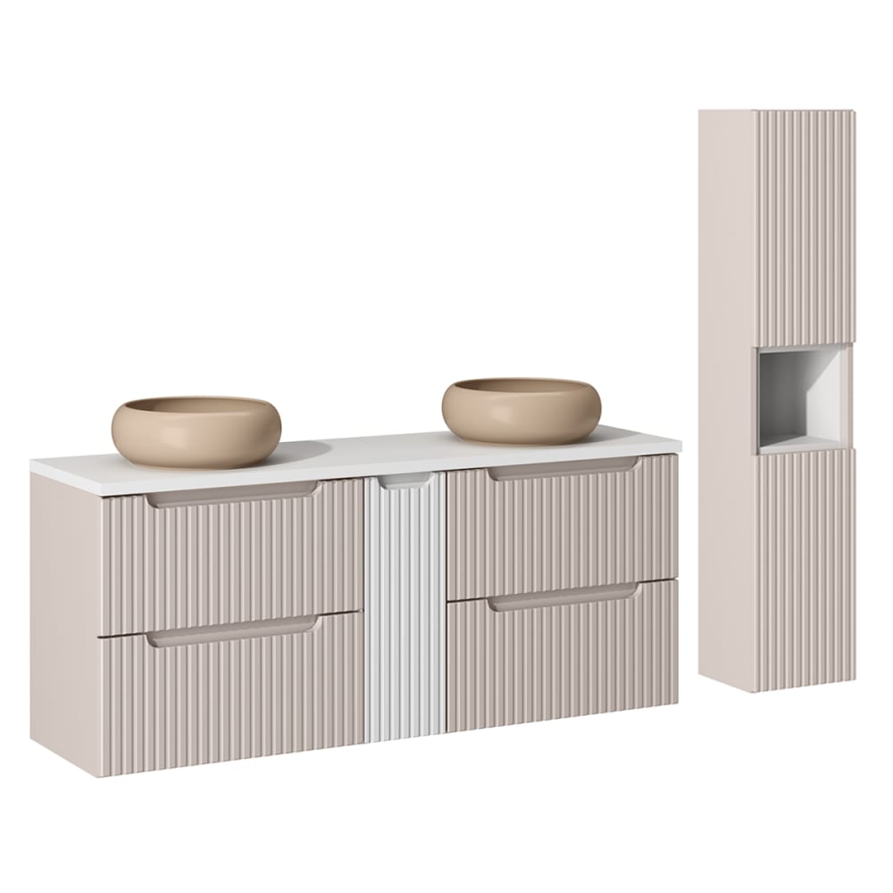 Wohnli Möbelsuche - Doppelwaschtisch und Hängesäule 4 Schubladen