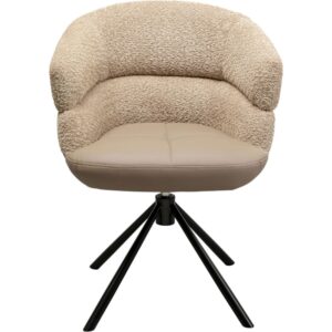 Wohnli Möbelsuche - Drehbarer Stuhl mit Armlehnen aus Stoff und Kunstleder