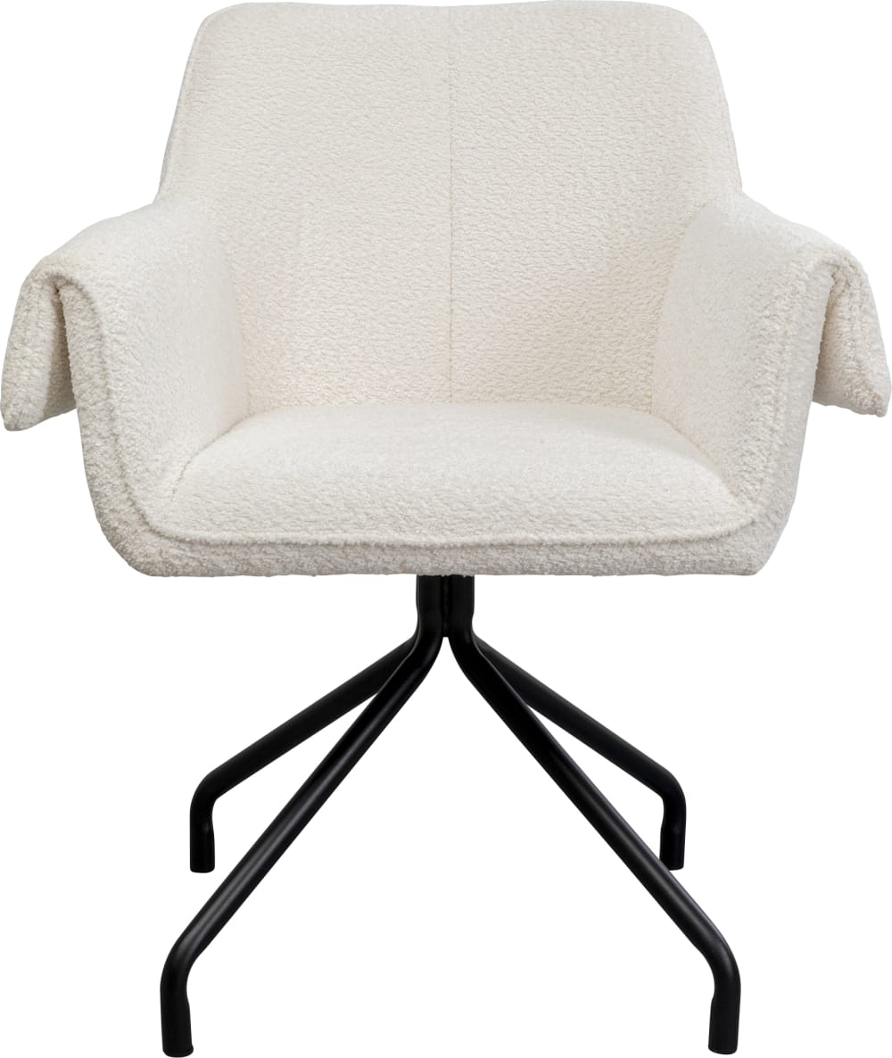Wohnli Möbelsuche - Drehbarer Stuhl mit Armlehnen in Bouclé-Optik