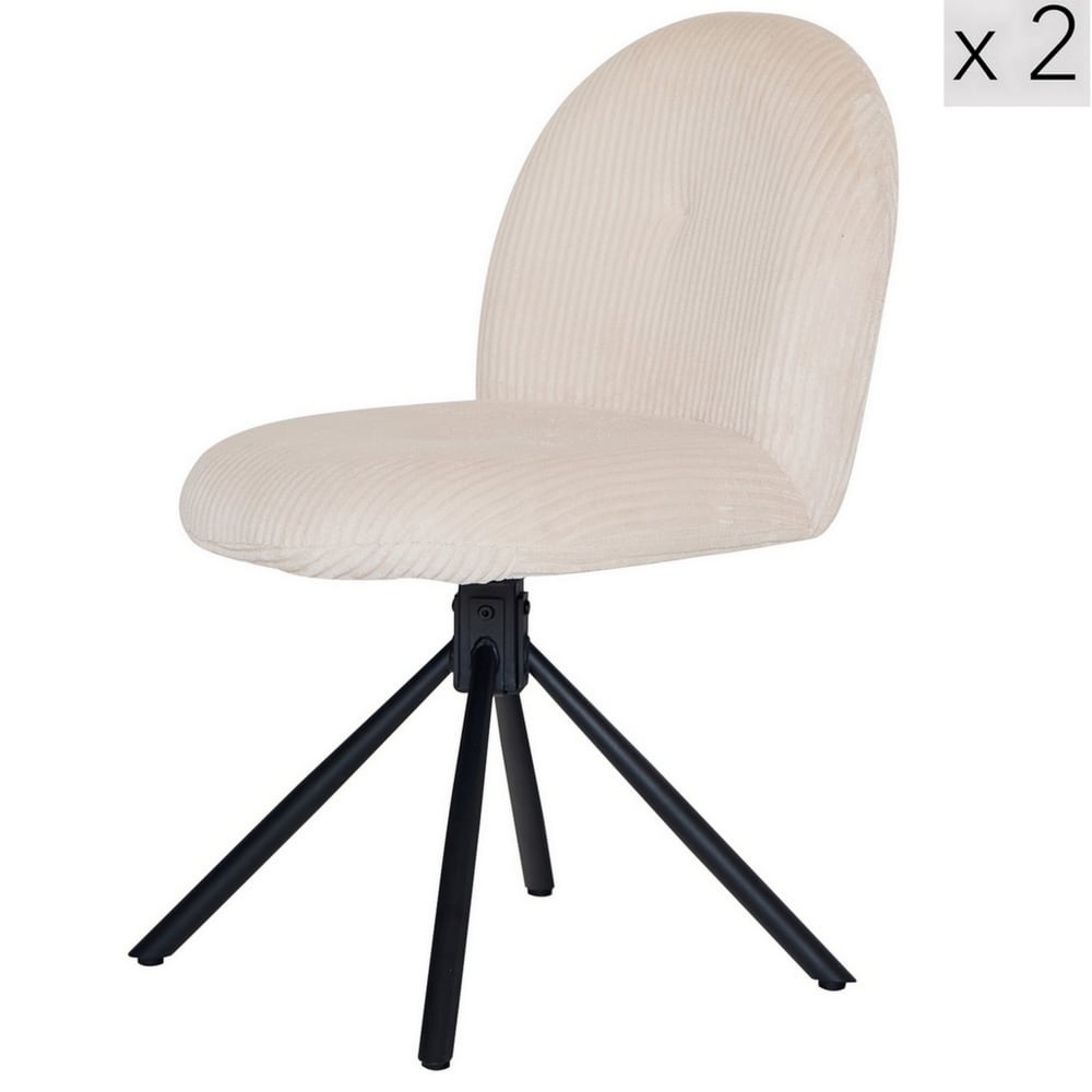 Wohnli Möbelsuche - Drehstühle (2er Set) aus Metall und Kord Beige