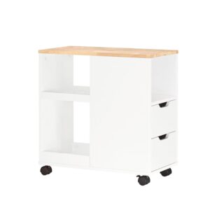 Wohnli Möbelsuche - Druckertisch mit Rollen Rollcontainer aus MDF(E1) Weiß-Natur