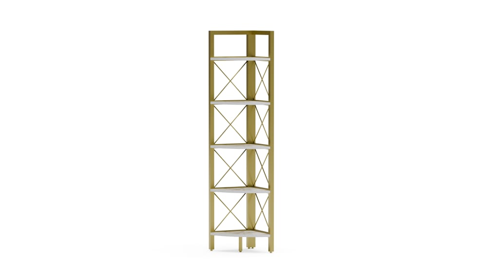 wohnli-moebel-suche-Eck-Buecherregal-mit-5-Faechern-Gold-160-x-31-x-33-cm Wohnli Möbelsuche - Eck Bücherregal mit 5 Fächern