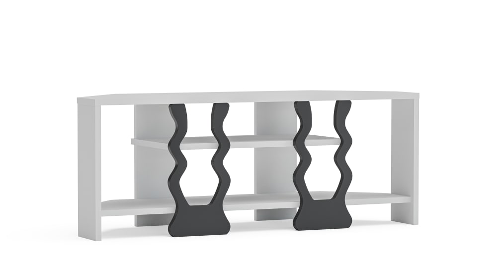 Wohnli Möbelsuche - Eck TV Lowboard mit offenen Regalen