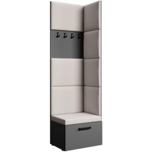 wohnli-moebel-suche-Eckgarderobe-mit-gepolsterten-Paneelen-GraphitBeige Wohnli Möbelsuche - Eckgarderobe mit gepolsterten Paneelen