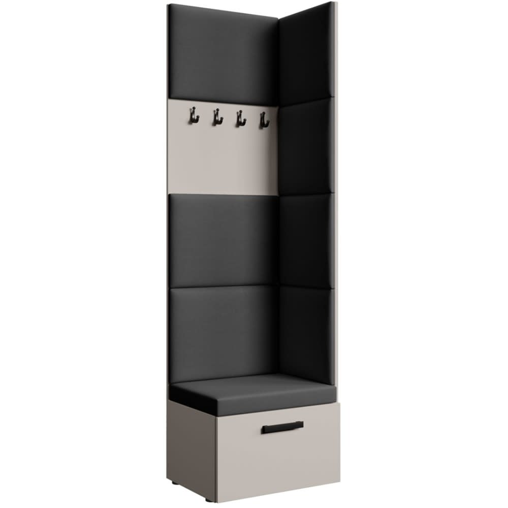 wohnli-moebel-suche-Eckgarderobe-mit-gepolsterten-Paneelen-KaschmirSchwarz Wohnli Möbelsuche - Eckgarderobe mit gepolsterten Paneelen