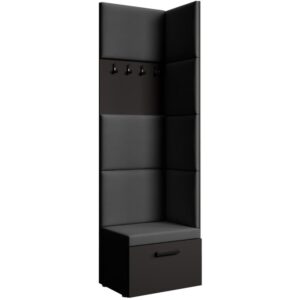 wohnli-moebel-suche-Eckgarderobe-mit-gepolsterten-Paneelen-SchwarzSchwarz Wohnli Möbelsuche - Eckgarderobe mit gepolsterten Paneelen