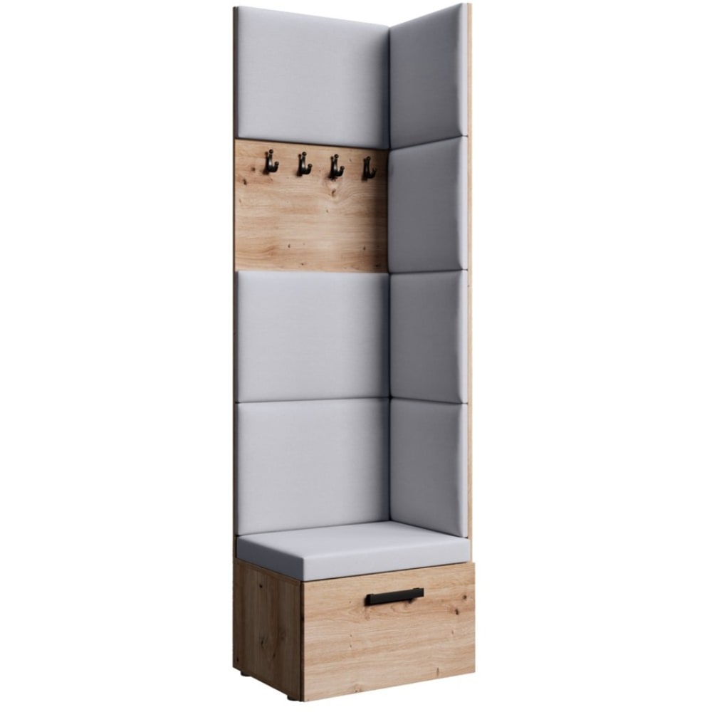 wohnli-moebel-suche-Eckgarderobe-mit-gepolsterten-Paneelen-eiche-ArtisanGrau Wohnli Möbelsuche - Eckgarderobe mit gepolsterten Paneelen
