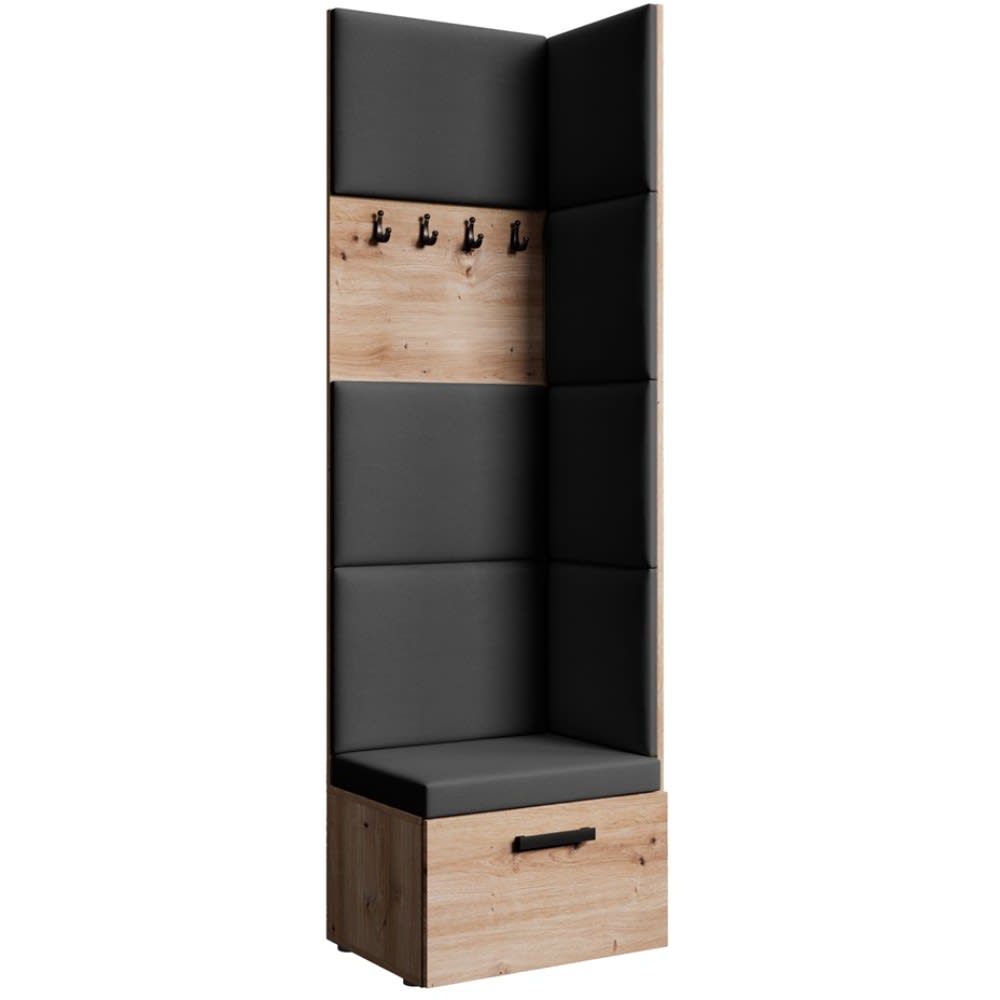 wohnli-moebel-suche-Eckgarderobe-mit-gepolsterten-Paneelen-eiche-ArtisanSchwarz Wohnli Möbelsuche - Eckgarderobe mit gepolsterten Paneelen