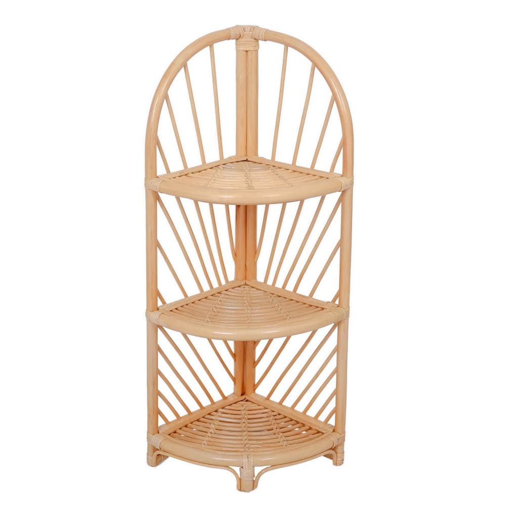 Wohnli Möbelsuche - Eckregal mit 3 Ebenen aus natürlichem Rattan