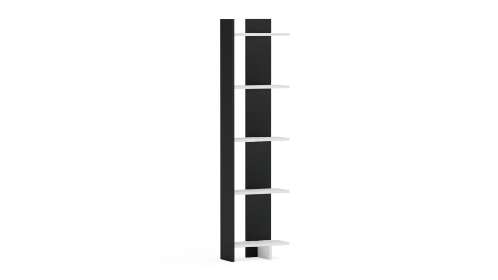 wohnli-moebel-suche-Eckregal-mit-4-Faechern-weiss-und-schwarz-45x196x170-cm Wohnli Möbelsuche - Eckregal mit 4 Fächern