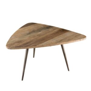 Wohnli Möbelsuche - Eiförmiger Couchtisch aus recyceltem Teakholz und Metall B75