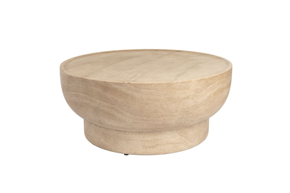 Wohnli Möbelsuche - Eleganter runder Couchtisch aus Beton mit Travertin-Finish
