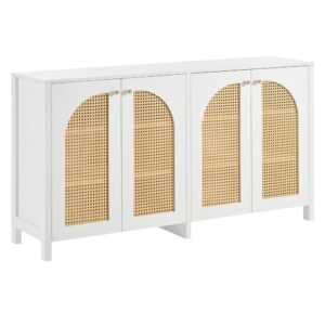 wohnli-moebel-suche-Elegantes-Rattan-Sideboard-mit-4-Tueren-Weiss Wohnli Möbelsuche - Elegantes Rattan-Sideboard mit 4 Türen