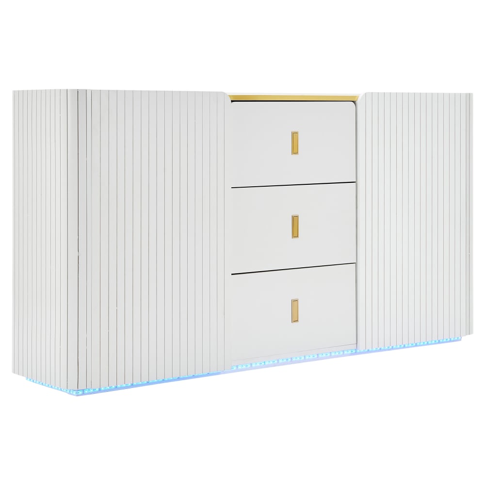 wohnli-moebel-suche-Elegantes-Sideboard-2-Tueren-2-Schubladen-mit-LED-BeleuchtungWeiss Wohnli Möbelsuche - Elegantes Sideboard