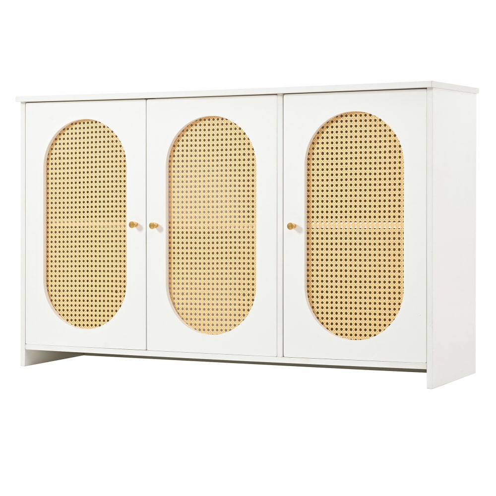 wohnli-moebel-suche-Elegantes-Vintage-Sideboard-mit-3-RattantuerenWeiss Wohnli Möbelsuche - Elegantes Vintage-Sideboard mit 3 Rattantüren