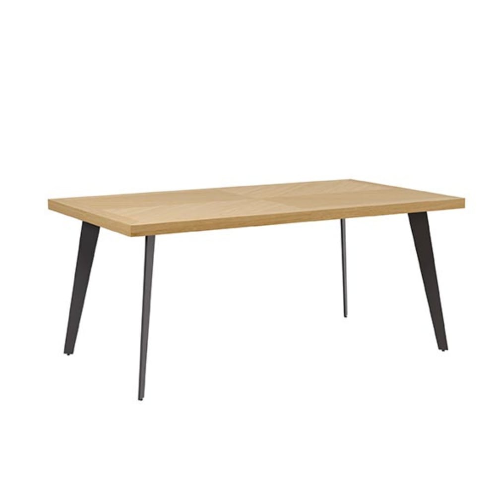 wohnli-moebel-suche-Esstisch-160-cm-furnierte-Eiche-mit-schwarzen-Metallbeinen Wohnli Möbelsuche - Esstisch 160 cm furnierte Eiche mit schwarzen Metallbeinen
