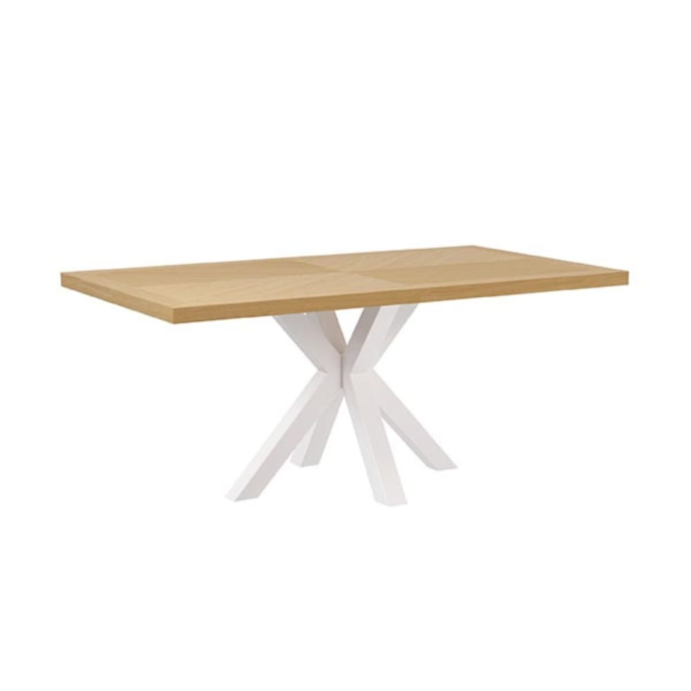 wohnli-moebel-suche-Esstisch-200-cm-furnierte-Eiche-mit-weissen-Metallbeinen Wohnli Möbelsuche - Esstisch 200 cm furnierte Eiche mit weißen Metallbeinen