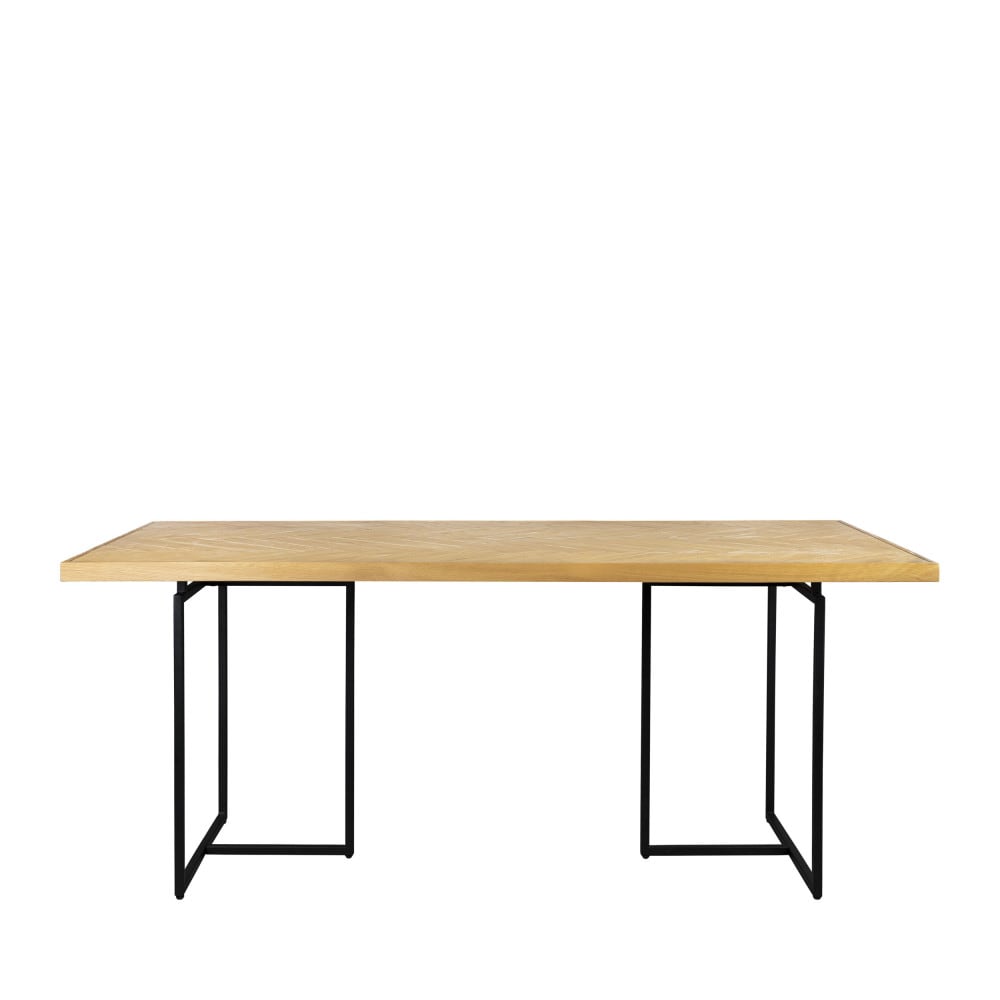 wohnli-moebel-suche-Esstisch-aus-Eichenholzfurnier-und-schwarzem-Stahl-L180 Wohnli Möbelsuche - Esstisch aus Eichenholzfurnier und schwarzem Stahl L180