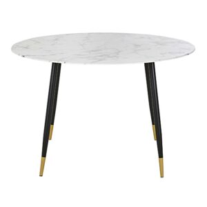wohnli-moebel-suche-Esstisch-aus-Glas-mit-weisser-Marmoroptik-und-messingfarbenem-und-schwarzem-Metall-56-Personen-D120cm Wohnli Möbelsuche - Esstisch aus Glas mit weißer Marmoroptik und messingfarbenem und schwarzem Metall
