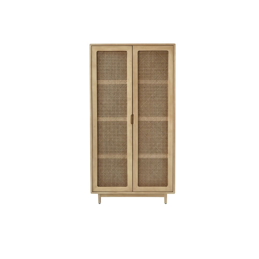 Wohnli Möbelsuche - Esszimmerschrank aus massiver Ulme und Rattangeflecht