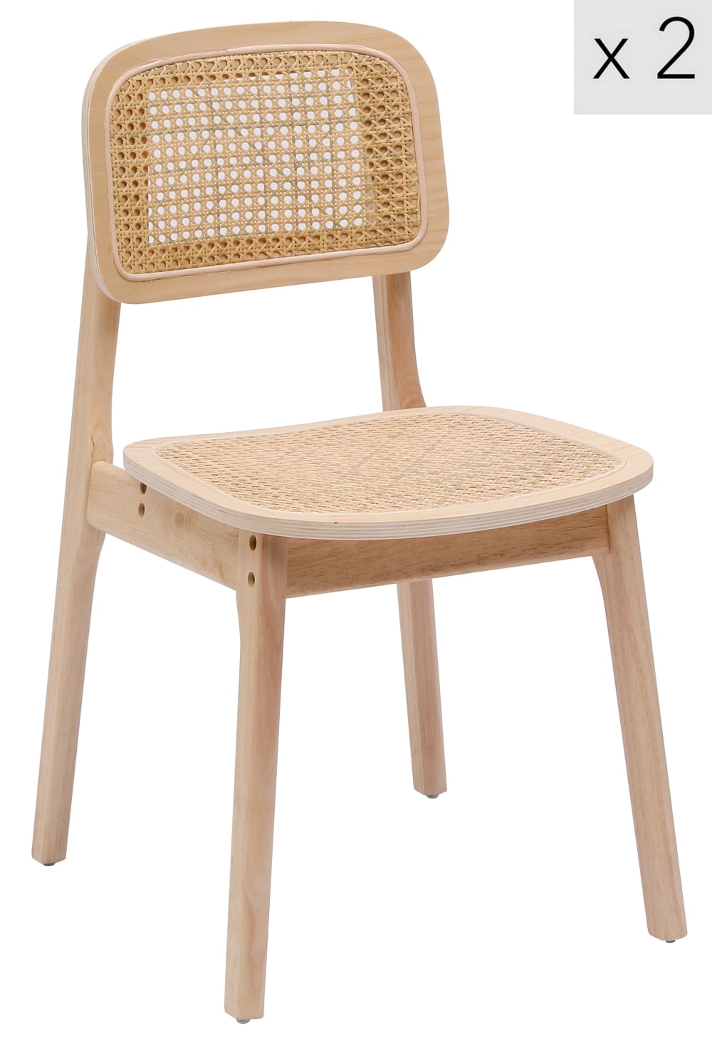 Wohnli Möbelsuche - Esszimmerstühle (2er Set) aus Massivholz und Rattan Braun