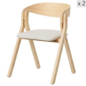 Wohnli Möbelsuche - Esszimmerstühle (2er Set) aus Massivholz und Stoff Beige