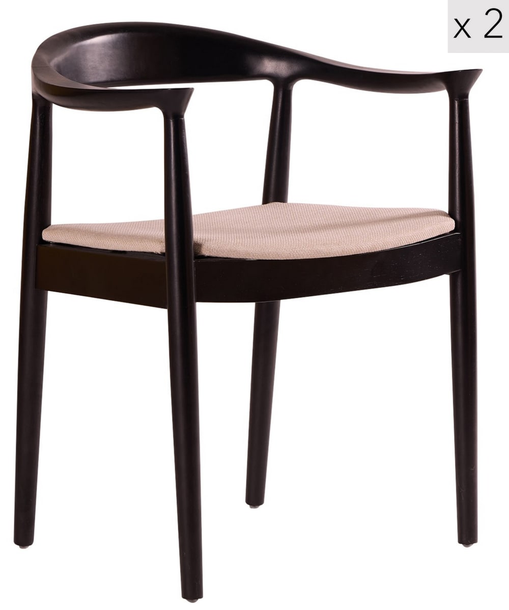 Wohnli Möbelsuche - Esszimmerstühle (2er Set) in Massivholz und Stoff Beige