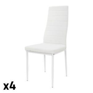 Wohnli Möbelsuche - Esszimmerstühle 4er Set aus Kunstleder Weiß Metallbeinen