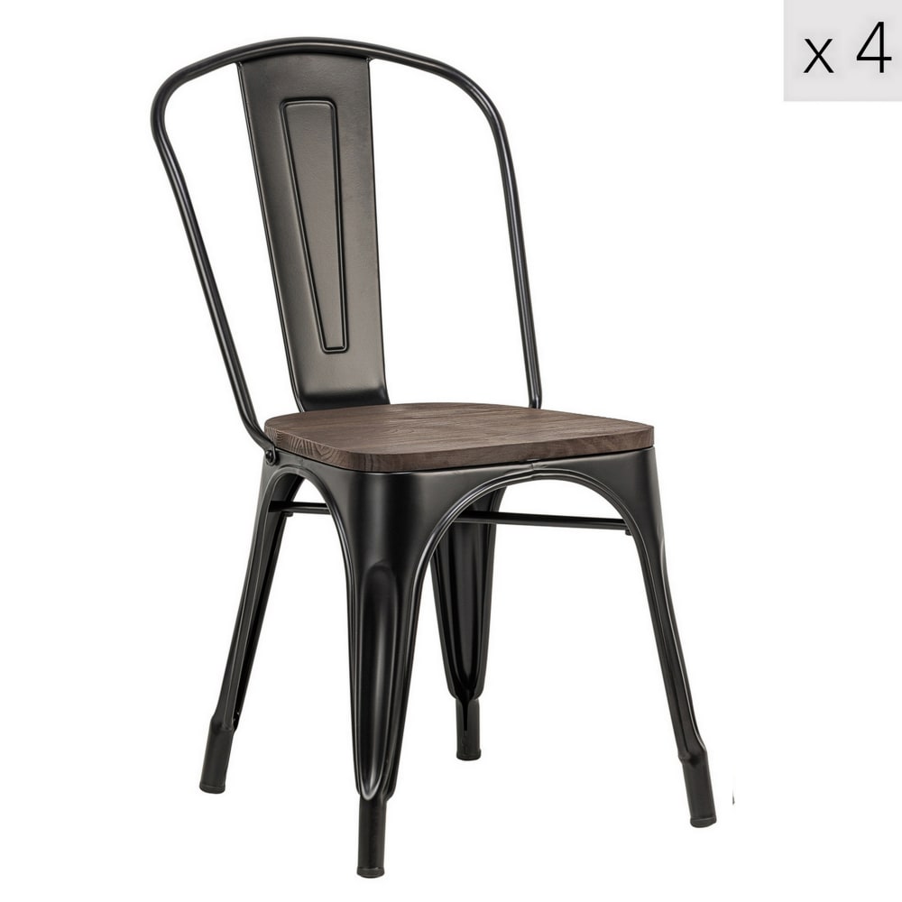 Wohnli Möbelsuche - Esszimmerstühle (4er Set) aus Metall und Holz Braun