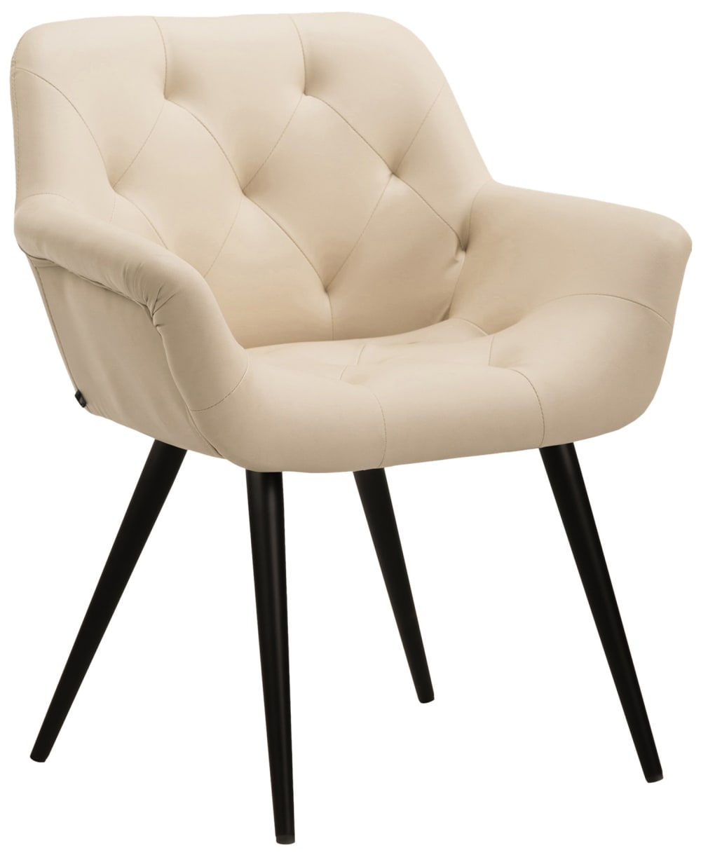 Wohnli Möbelsuche - Esszimmerstuhl mit Armlehnen aus Kunstleder creme