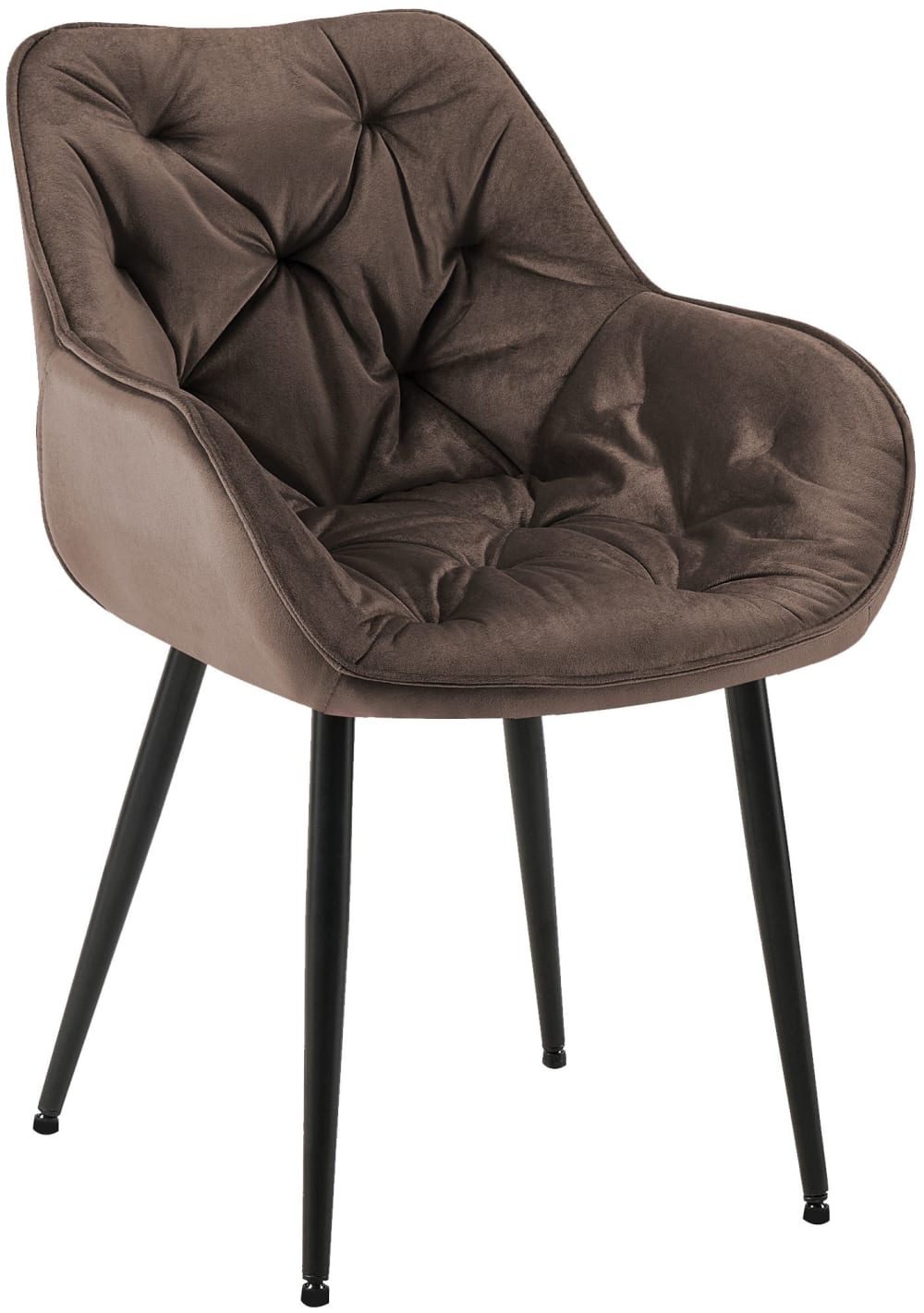 Wohnli Möbelsuche - Esszimmerstuhl mit Armlehnen aus Samt braun