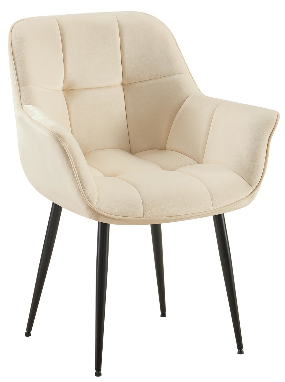 Wohnli Möbelsuche - Esszimmerstuhl mit Armlehnen aus Samt creme