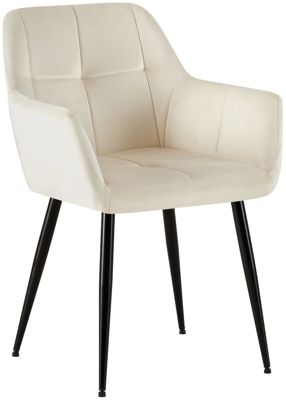 Wohnli Möbelsuche - Esszimmerstuhl mit Armlehnen aus Samt creme