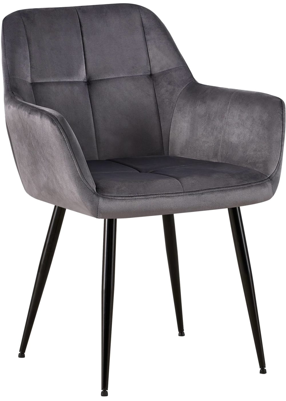 Wohnli Möbelsuche - Esszimmerstuhl mit Armlehnen aus Samt grau