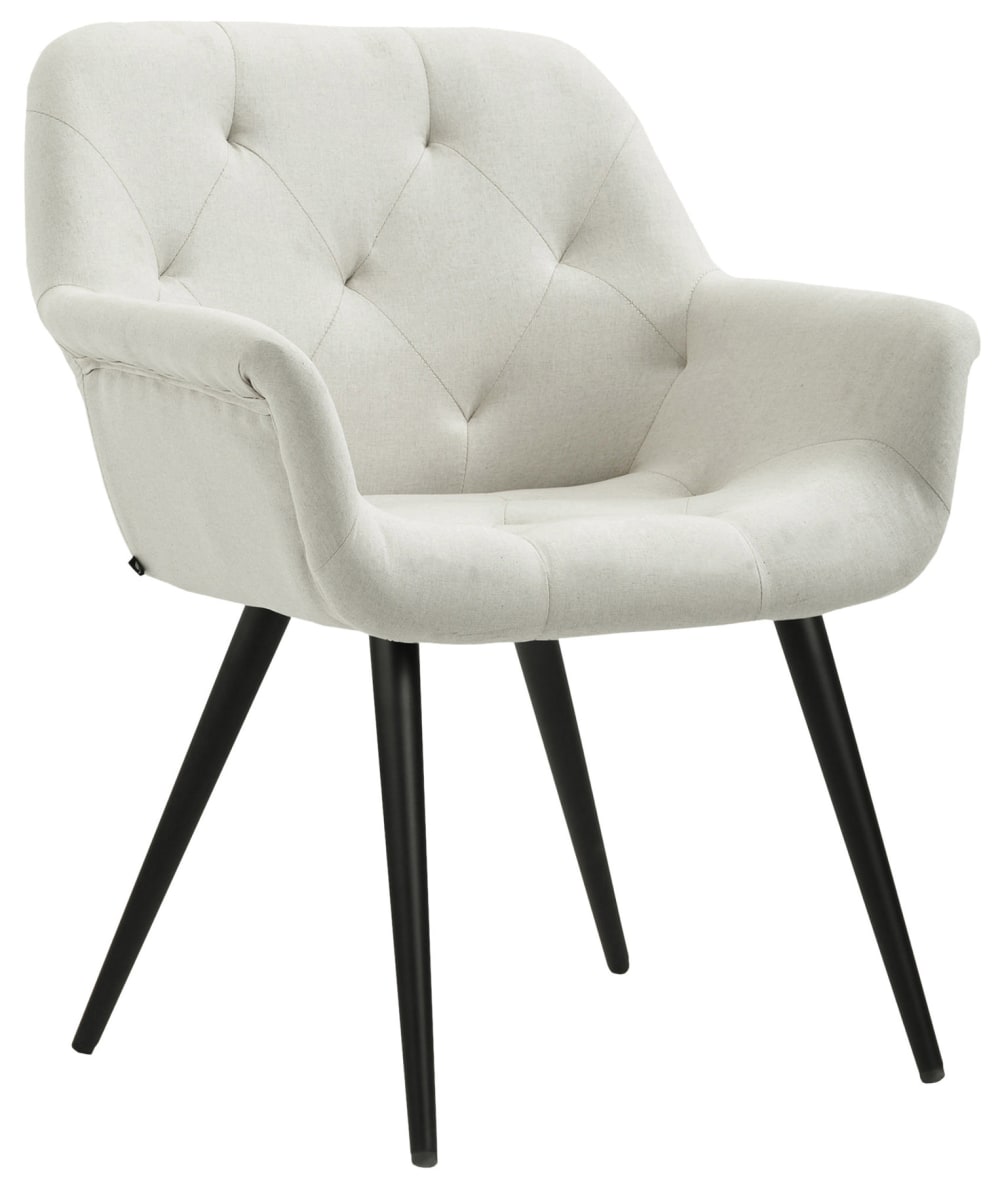 Wohnli Möbelsuche - Esszimmerstuhl mit Armlehnen aus Stoff beige