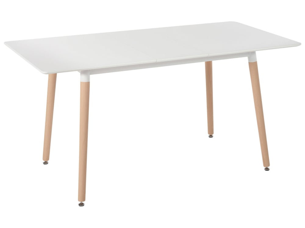 wohnli-moebel-suche-Esszimmertisch-aus-MDF-Platte-6-Personen-L120-150-cm-weiss Wohnli Möbelsuche - Esszimmertisch aus MDF-Platte 6 Personen L120 150 cm