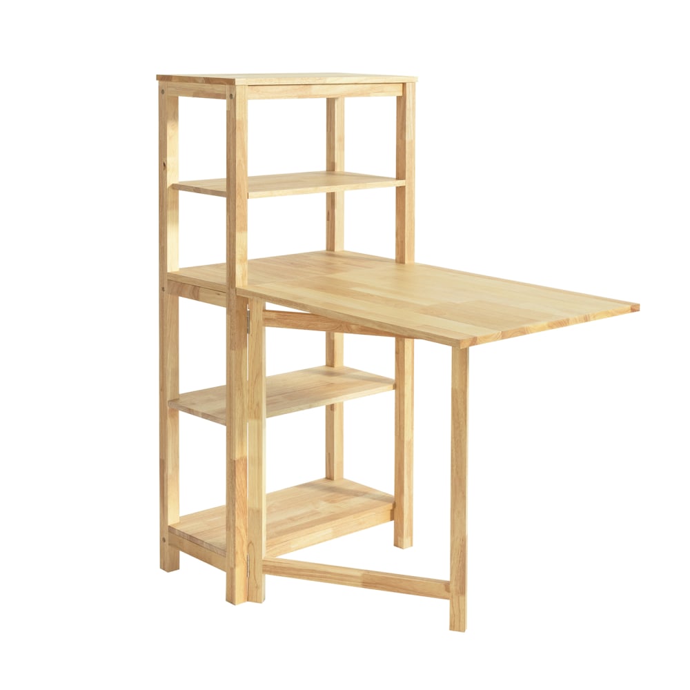 Wohnli Möbelsuche - Esszimmertisch mit Regal klappbar Kautschukholz Natur