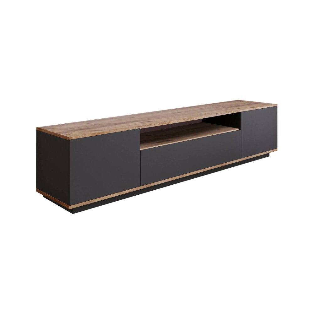 wohnli-moebel-suche-Fernsehschrank-Holzeffekt-eiche-anthrazit-180x45-cm Wohnli Möbelsuche - Fernsehschrank Holzeffekt eiche