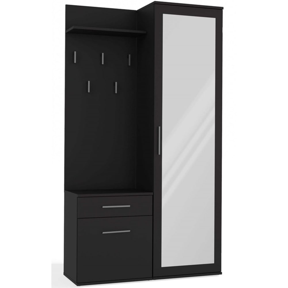 wohnli-moebel-suche-Flurgarderobe-mit-Schrank-und-Spiegel-Schwarz-100-cm Wohnli Möbelsuche - Flurgarderobe mit Schrank und Spiegel