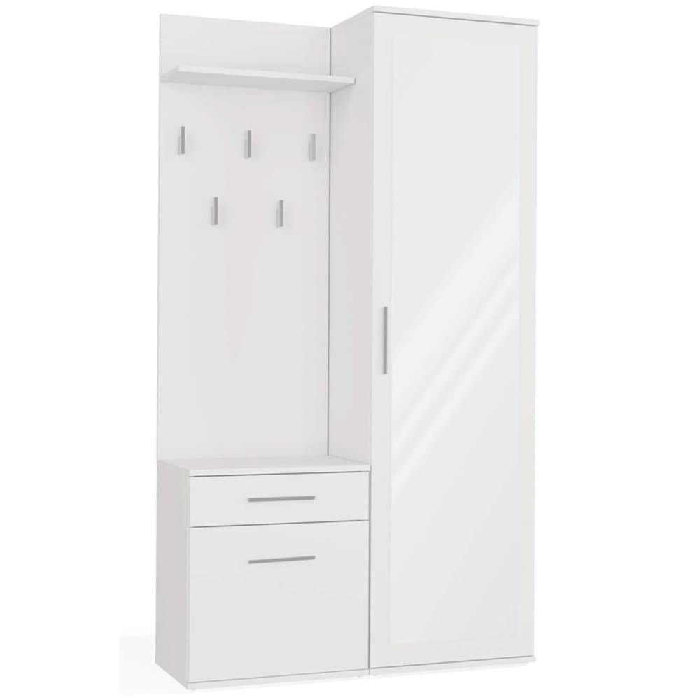 wohnli-moebel-suche-Flurgarderobe-mit-Schrank-und-Spiegel-Weiss-100-cm Wohnli Möbelsuche - Flurgarderobe mit Schrank und Spiegel