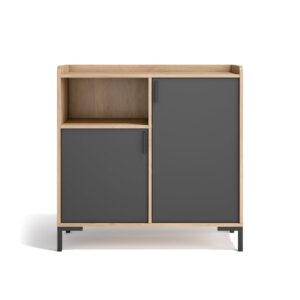 wohnli-moebel-suche-Flurschrank-aus-Melamin-in-Hell-Eiche-und-Graphit-88x90x33-cm Wohnli Möbelsuche - Flurschrank aus Melamin in Hell-Eiche und Graphit 88x90x33 cm