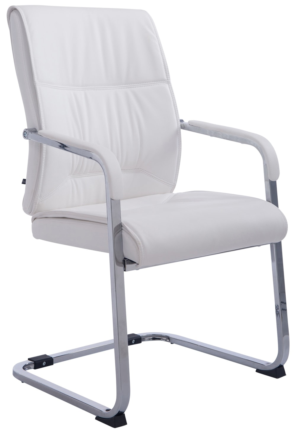 Wohnli Möbelsuche - Freischwinger mit Metallgestell und Sitz aus Kunstleder weiß