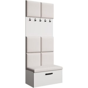 wohnli-moebel-suche-Garderobe-I-mit-gepolsterten-Paneelen-WeissBeige Wohnli Möbelsuche - Garderobe I mit gepolsterten Paneelen