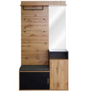 wohnli-moebel-suche-Garderobe-am-Eingang-mit-Spiegelbank-und-Wandschuhschrank-Beige Wohnli Möbelsuche - Garderobe am Eingang mit Spiegelbank und Wandschuhschrank