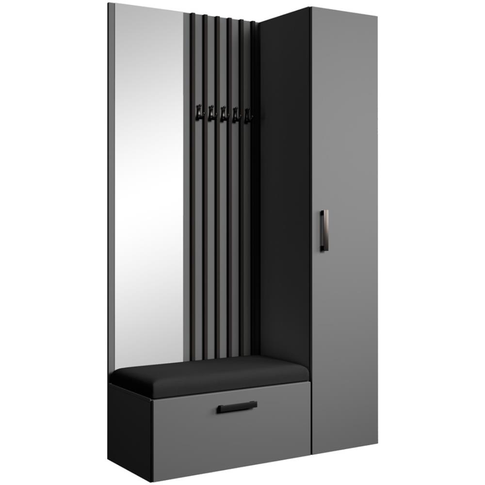 wohnli-moebel-suche-Garderobe-mit-Lamellen-und-Hochschrank-graphitschwarz-121x203-cm Wohnli Möbelsuche - Garderobe mit Lamellen und Hochschrank