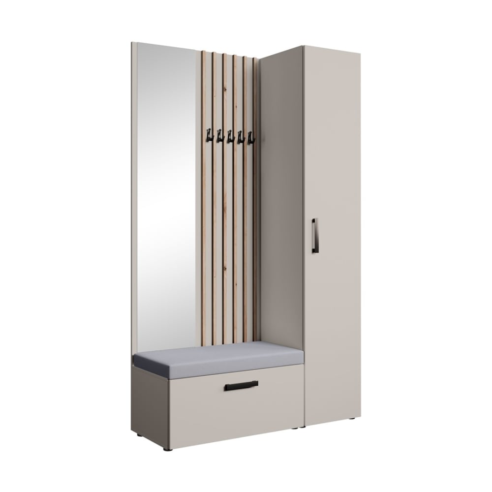 wohnli-moebel-suche-Garderobe-mit-Lamellen-und-Hochschrank-kaschmirgrau-121x203-cm Wohnli Möbelsuche - Garderobe mit Lamellen und Hochschrank