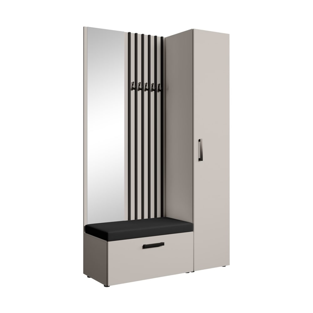 wohnli-moebel-suche-Garderobe-mit-Lamellen-und-Hochschrank-kaschmirschwarz-121x203-cm Wohnli Möbelsuche - Garderobe mit Lamellen und Hochschrank